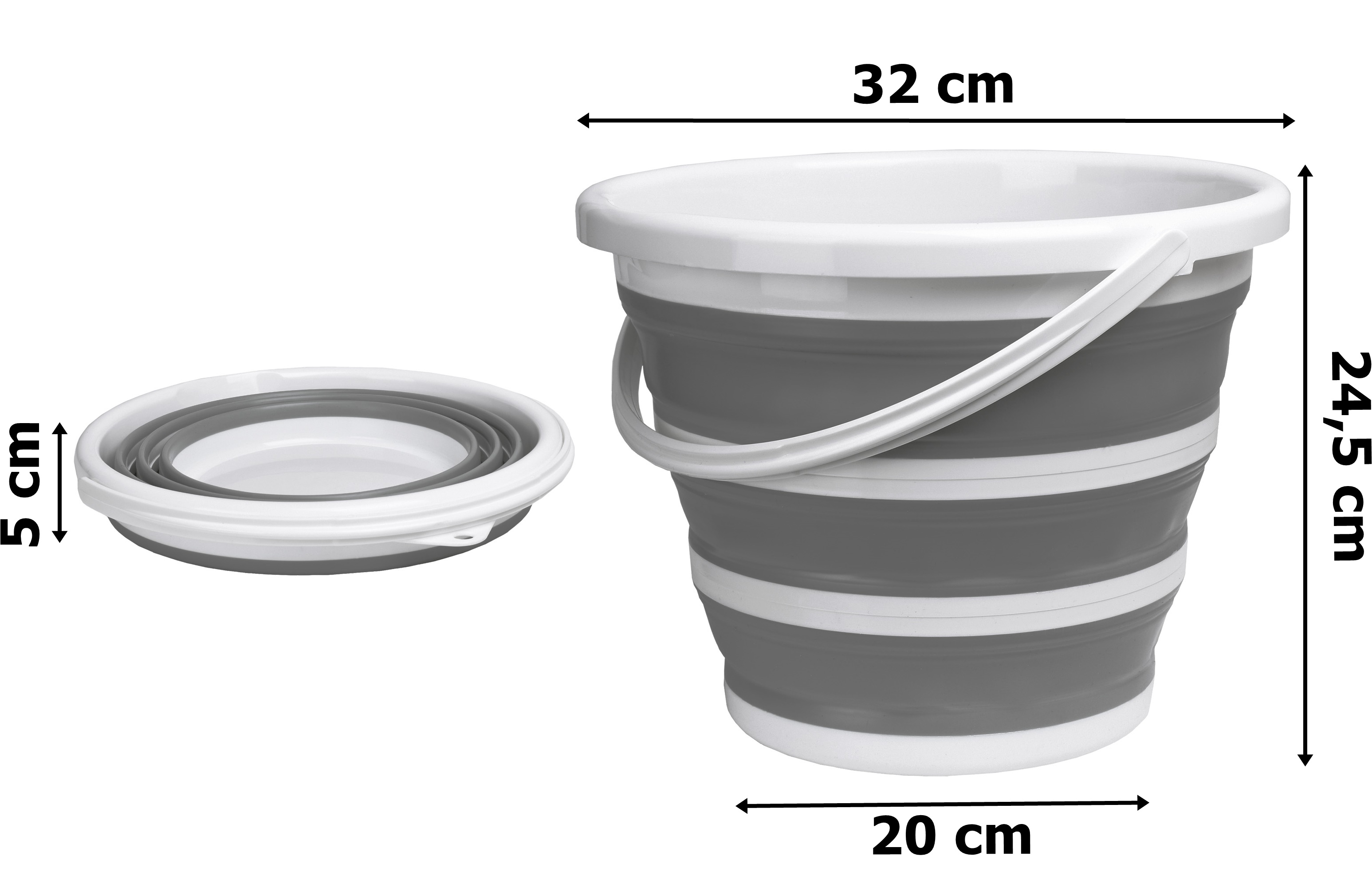 Wiaderko składane 32 cm biało-szare ASMAR COMPACT