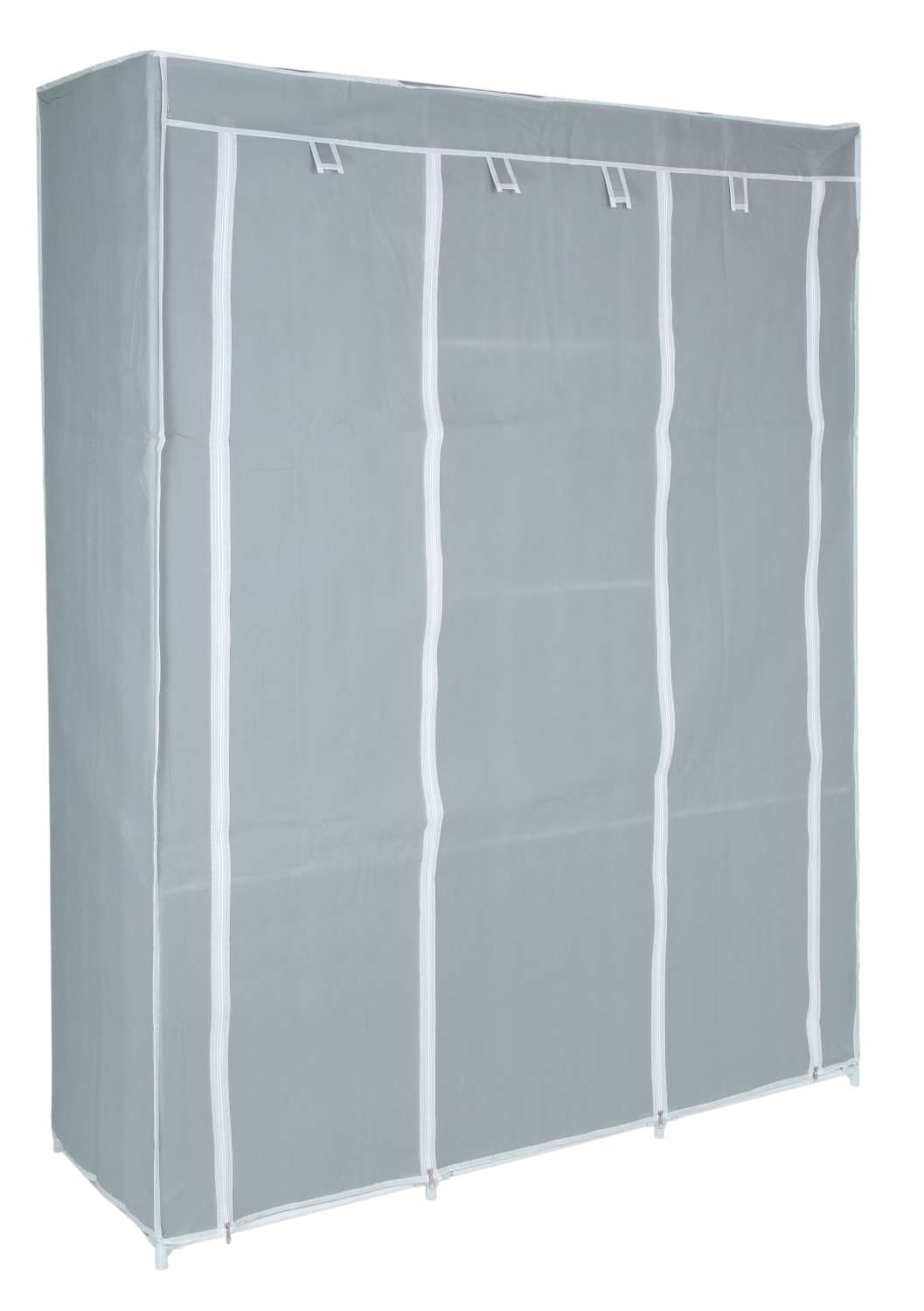 Garderoba tekstylna z 8 półkami SONIA szaro-biała wzór MONSTERA