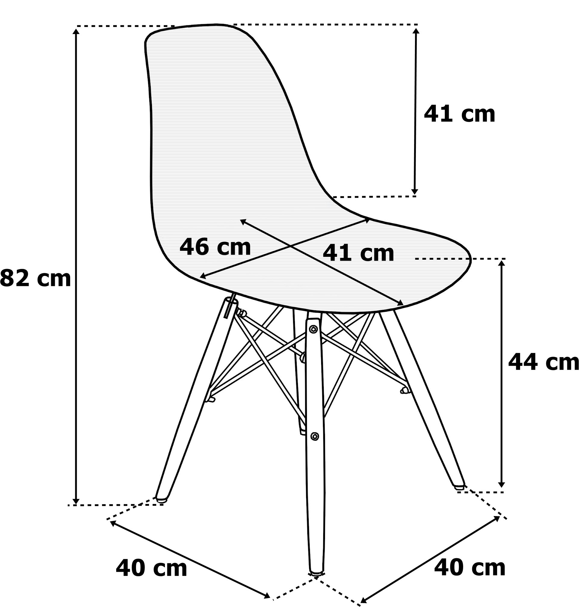 Krzesło skandynawskie MILANO BLACK DSR białe wymiary
