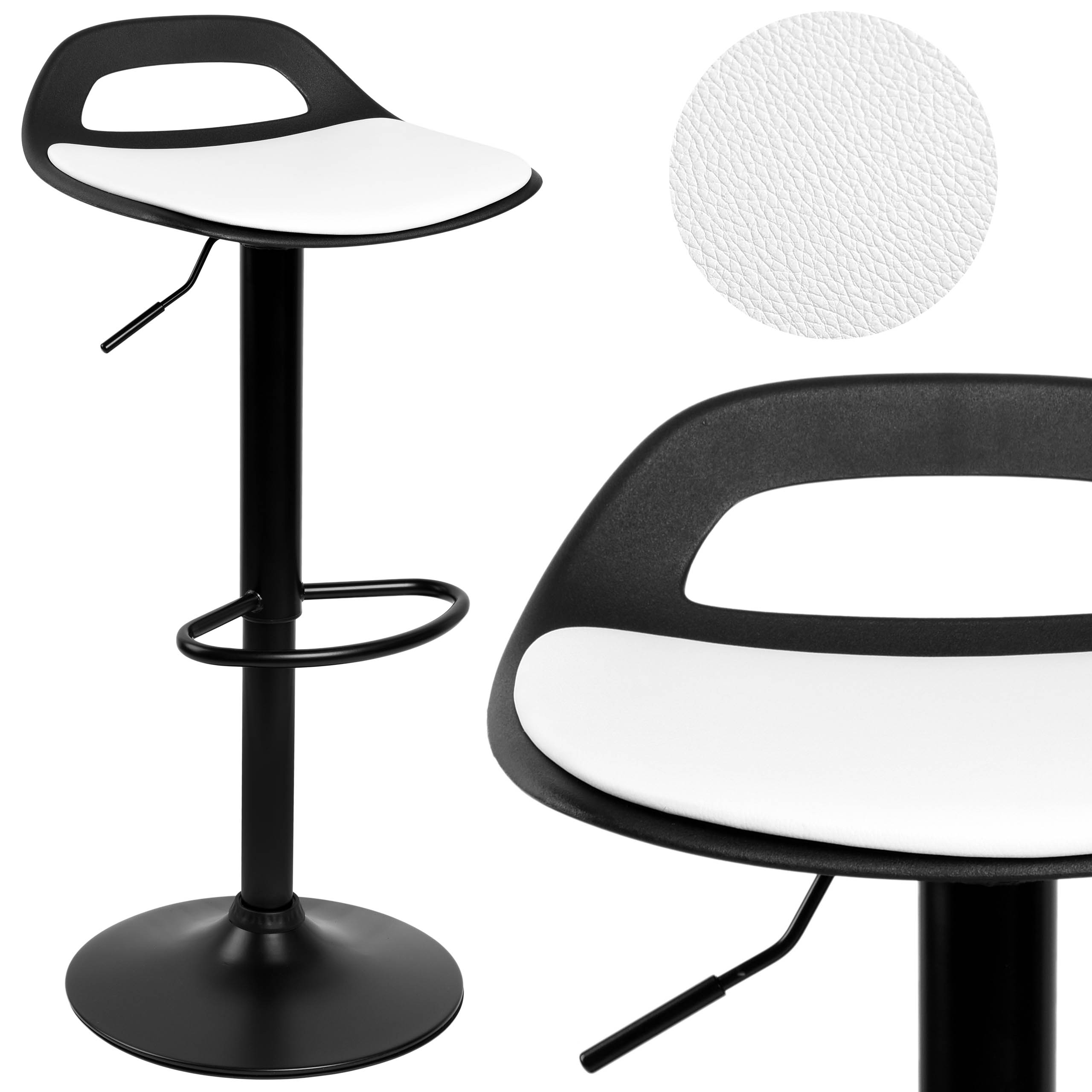 Hoker krzesło barowe DEVON czarno-białe