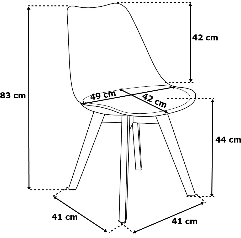 Krzesło skandynawskie LOGAN DSW czarne wymiary