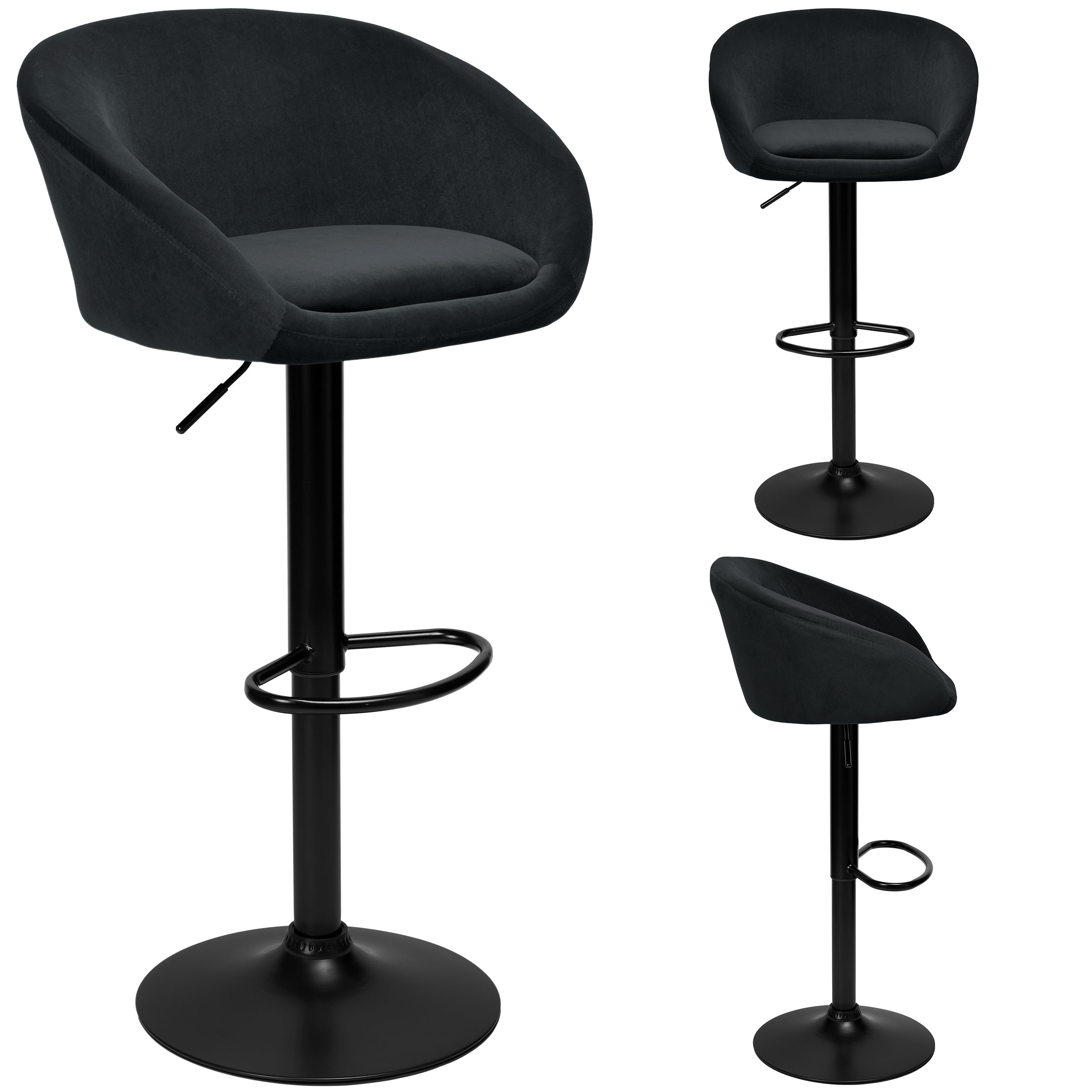 Hoker krzesło barowe czarne Velvet