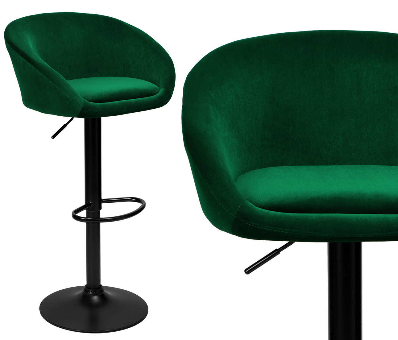Hoker krzesło barowe ciemnozielone Velvet