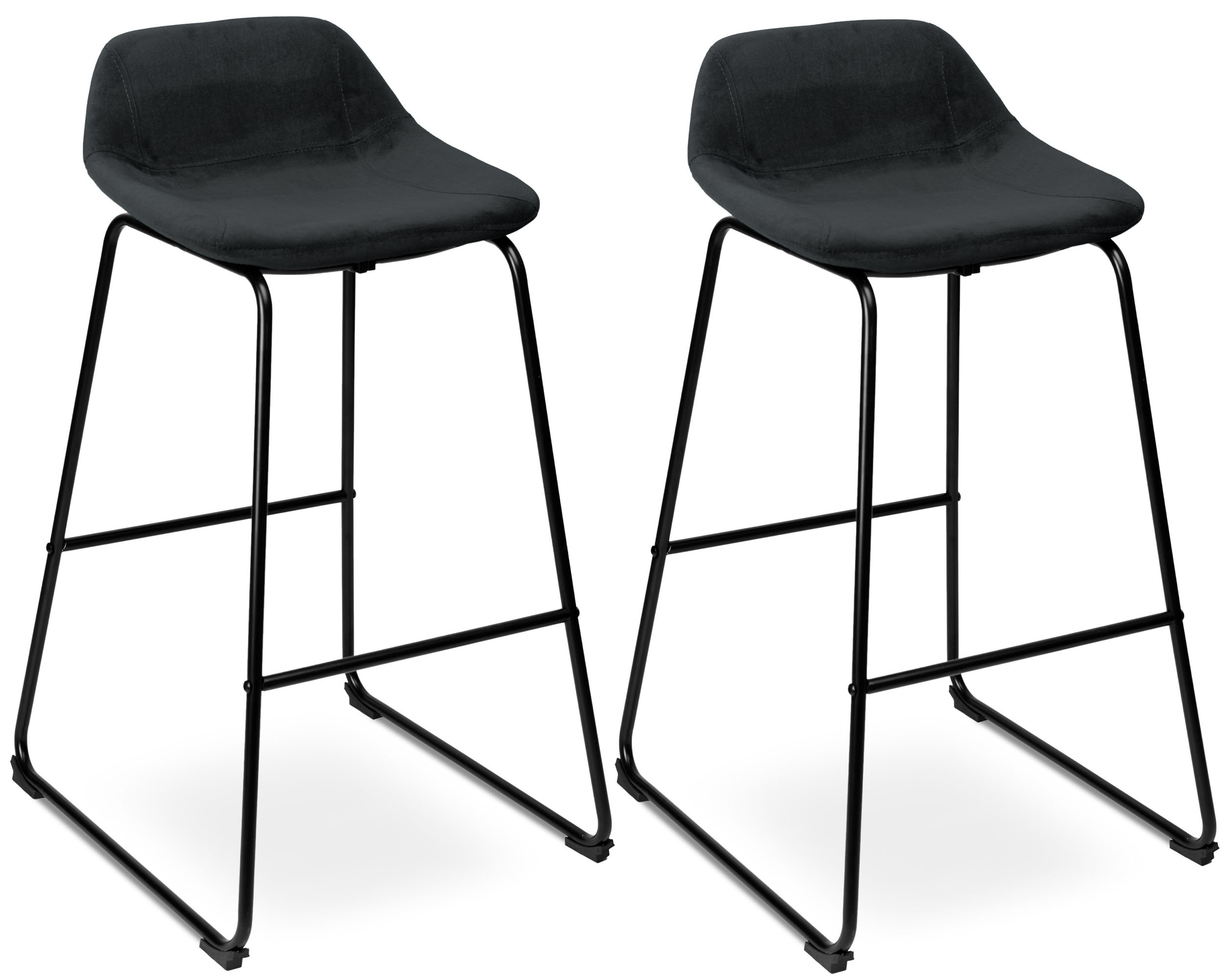 Hoker krzesło barowe Sligo czarne Velvet zestaw 2 sztuk