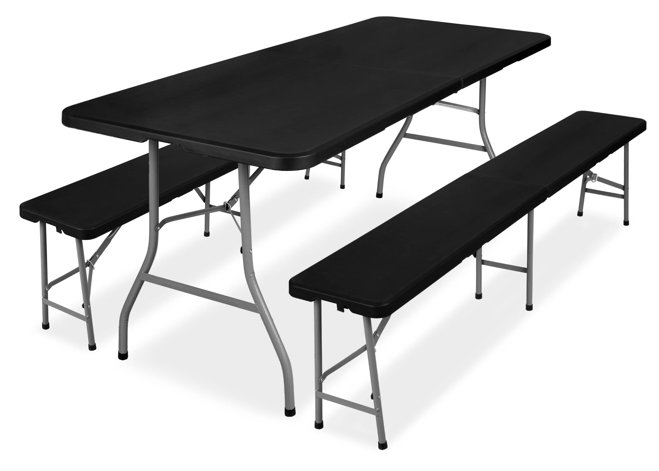 Zestaw cateringowy stół FETA BLACK +2 ławki składane w walizkę
