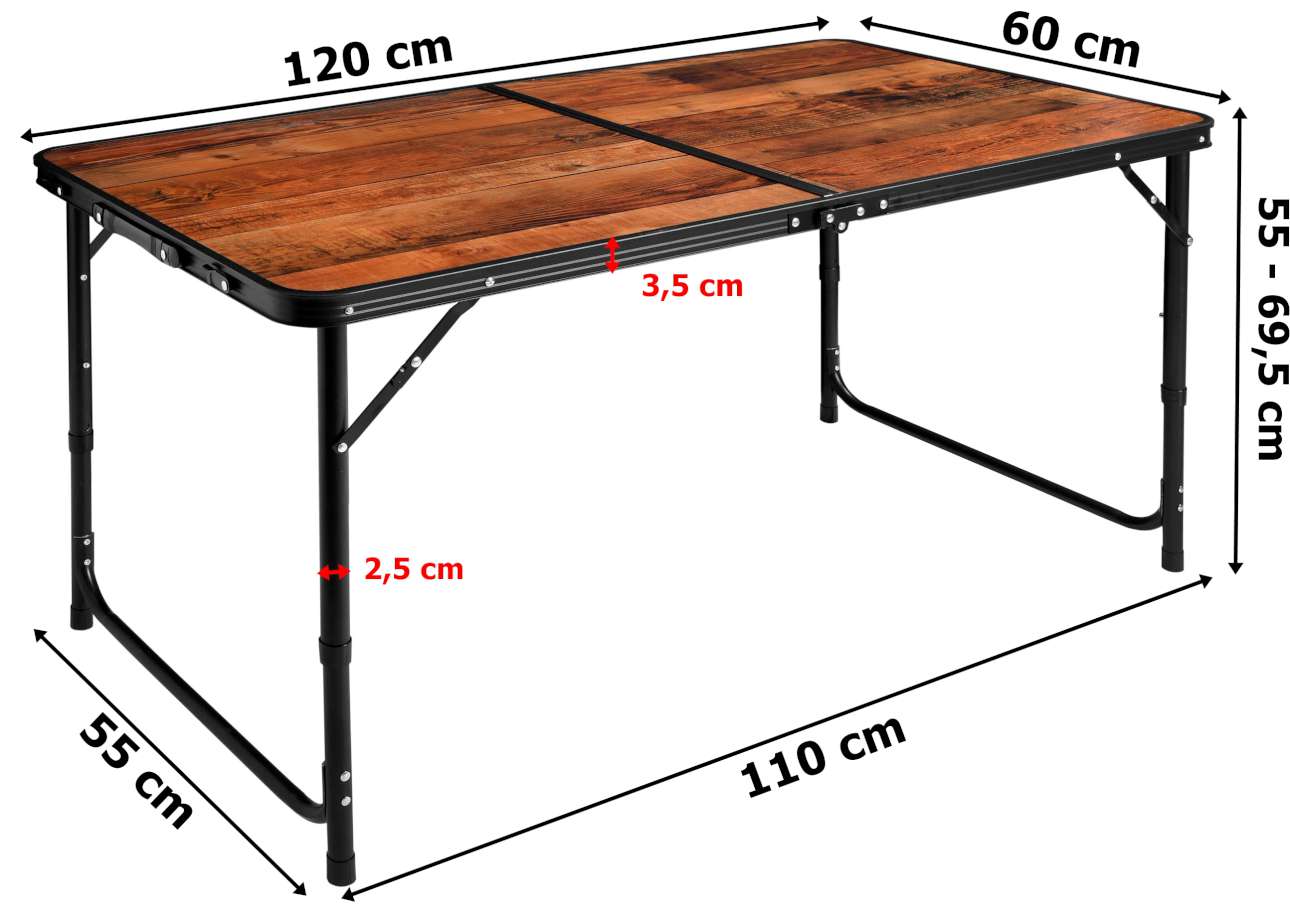 Stolik TRIP kempingowy składany 120x60 cm loft