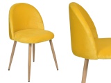 Tapicerowane aksamitne welurowe krzesło LISA żółte