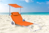 Leżak plażowy z kółkami MARTIN pomarańczowy