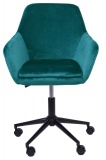 Fotel biurowy krzesło na kółkach HOLLY aksamitny turkusowy