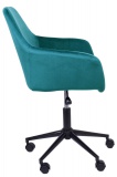 Fotel biurowy krzesło na kółkach HOLLY aksamitny turkusowy