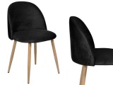 Krzesło tapicerowane aksamitne welurowe LISA czarne