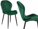 Aksamitne krzesło Shelby do jadalni ciemno-zielone