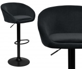 Hoker krzesło barowe PATERSON czarne Velvet