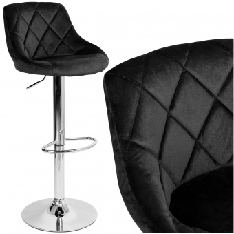 Hoker krzesło barowe CYDRO chromowane czarne Velvet