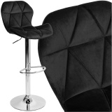 Hoker krzesło barowe GORDON chromowane czarne Velvet