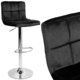 Hoker krzesło barowe ARAKO chromowane czarne Velvet